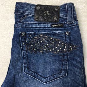 Miss Me Womens Leather Wings Bootcut Jeans Size 31 x 30"